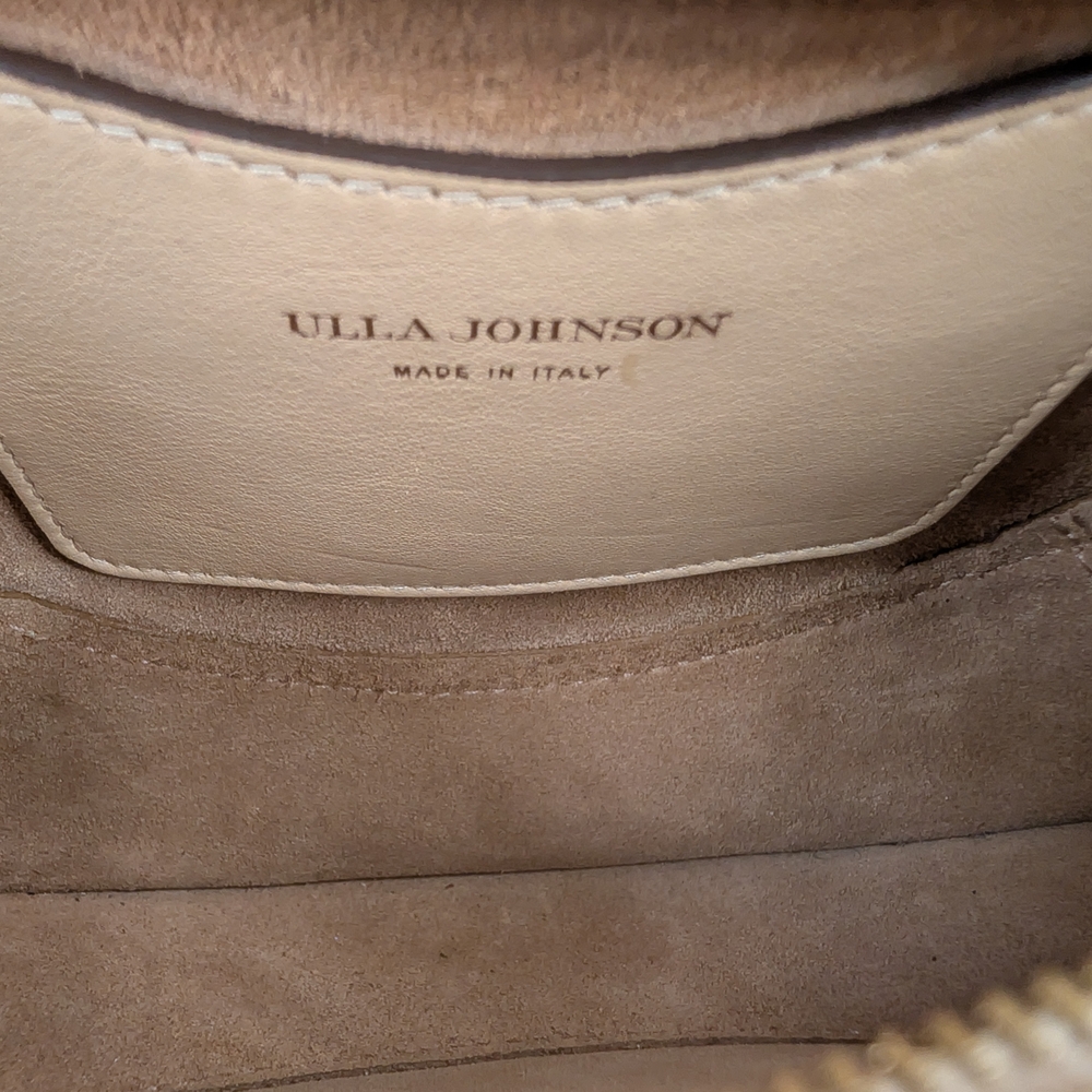 Ulla Johnson Mira Crossbody Bag Cream Lizard Embossed Goatskin Leather Tan Small - Picture 2 of 12